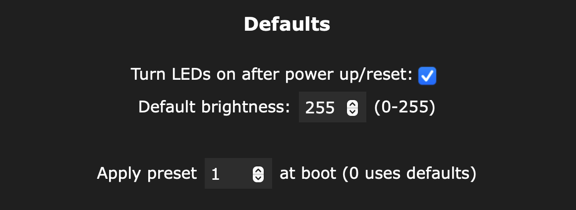 WLED Default Boot Setting